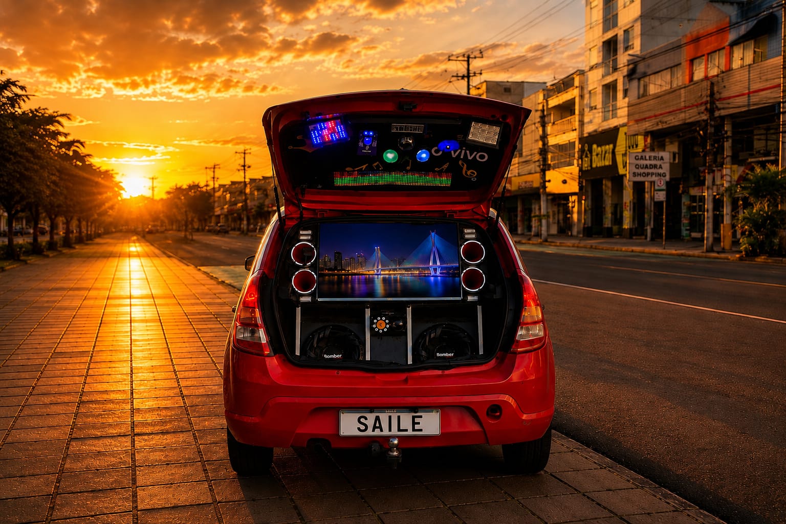 Cliente em uma homenagem com carro de som da Saile Mensagem